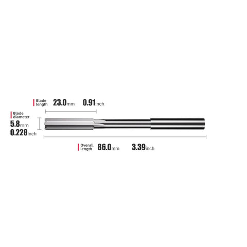 Diagram of 5.8mm Chucking Reamer H7 HSS Straight Flutes Lathe Machine Reamer Round Shank Milling Cutting Tool For Metalworking