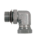 Metal 90-degree hydraulic elbow swivel adapter fitting, SAE/ORB male to 1/4 in NPSM female