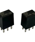 Set of 2 black 12V DC SPDT Power Relay 4 Pin 35A Beefy High Current Relay blocks on white background