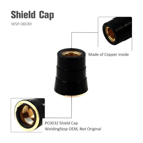 Heavy Duty 48 Pieces Plasma Cutter Consumables Kit For Eastwood Versa 60A Systems Featuring Premium Electrodes And Nozzles For Sharp Cuts And Long Lasting Performance In Your Shop - Shield cap with copper interior.