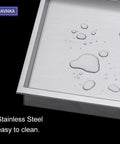 Shower Niche Insert Storage Dual Shelf For No Tile Needed Walls 16x20 Inner Shelves 16x13.5x3.75 And 16x6x3.75 stainless steel close-up