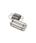Heavy Duty Triple Position Recliner Mechanism Repair Kit With Rust Resistant Stainless Steel Pins Industrial Grade Torsion Springs and Lock Plate Set To Knock Out Saggy Seats, includes stainless steel pins and springs.