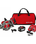 7-1/4 Inch Brushless Cordless Circular Saw Kit With Rear Handle Grip Delivers Plug-In Punch And Badass Wood Cutting Speed For Heavy Duty Framing And Clean Trim Work On Any Job Site with charger and battery included.