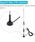 Universal FM Antenna With Magnetic Base 75 Ohm Screw F Male Plug PAL BNC 3 5mm Adapters And 75 To 300 Ohm Coax Cable