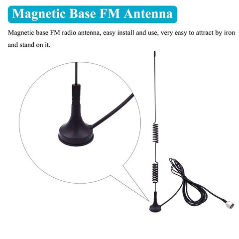 Universal FM Antenna With Magnetic Base 75 Ohm Screw F Male Plug PAL BNC 3 5mm Adapters And 75 To 300 Ohm Coax Cable