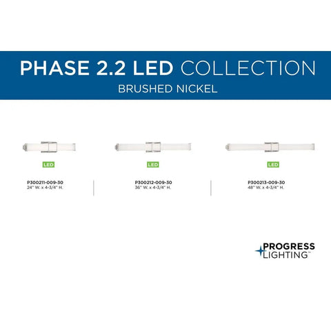 Phase 2.2 LED Bath Vanity Light With White Acrylic Shade Modern Brushed Nickel Finish 36 Inch Dimmable Sleek Powder Room Fixture For That Fresh Dope Modern Vibe, product lineup.