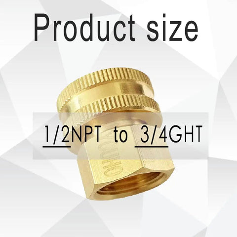 Beefy Brass Garden Hose Adapter Double Female Swivel Connector 1/2 NPT To 3/4 NH F F Pipe Joint Extension Repair Fitting For Outdoor Hoses Easy Install Durable Corrosion Resistant 1 Pack, 1/2NPT to 3/4GHT