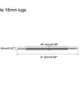 Heavy Duty 18mm Watch Spring Bar Pins Made From Rust Proof 316 Stainless Steel for strap swaps, showing dimensions and features.