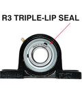 Beefy Built Tough Heavy Duty Pillow Block Bearing With 2 7 16 Inch Bore 2 Bolt Self Aligning Mount R3 Triple Lip Seal close-up