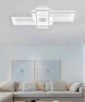 Sleek Dope Three Rectangle Acrylic Chandeliers With Dimmable Remote Flush Mount Ceiling Light Fixtures in modern living room