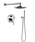 UMJIGF Shower System Polished Chrome Brass Luxury Mixer Shower Faucet Set with round shower head and handheld shower.