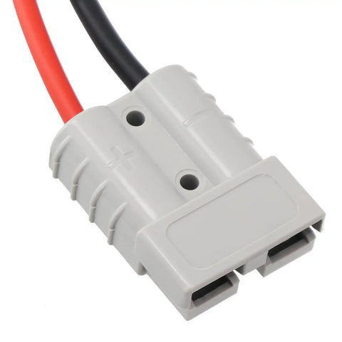 Knockout tough M8 connector for Badass Heavy Duty Waterproof Extension Cord 10 AWG 50A Power Cable with gray housing.