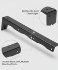 Hidden L Shaped Steel Floating Shelf Bracket in Black Wall Mount, L-joint detail, multiple mounting points