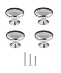 Sleek Polished Chrome Cabinet Knobs 4 Pack Round Mushroom Drawer Handles, 30mm Diameter, Zinc Alloy, Includes M4 Screws, Front Thickness About 25mm Fit, No Fuss Kitchen Upgrade for Cabinets and Furniture. 4 chrome knobs with screws