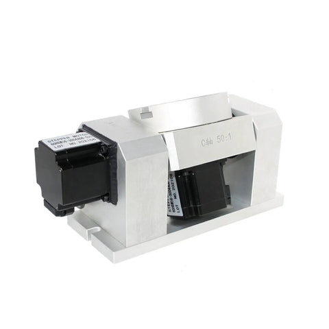 Dope Precision Stepper Motor System For CNC Machines With 85mm Center Height 4th Axis 5th Axis Rotary Dividing Head 50 To 1 Harmonic Reducer Gearbox Low Noise And High Accuracy Built To Last Hysteresis. CNC rotary unit