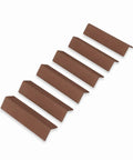Warm Brown Walnut Corner Protectors Six-Pack With 3.5 Inches High And Three-Quarter Inch Slim Flush-Fit Hard-Shell Cabinet And Baseboard Guards