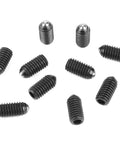 Built Rugged Carbon Steel M6 Hex Socket Ball Spring Plunger Set Ten Piece featuring black carbon steel plungers with varying lengths.