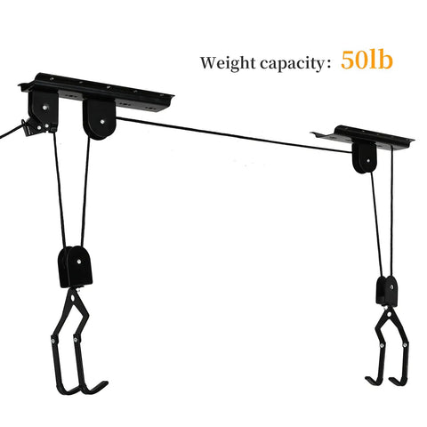 Two Pack Ceiling Bike Lift Hoist For Garage Storage Space Saving Bicycle Hoist With Ceiling Mount Heavy Duty Indoor Bike Lift Rack Safe And Secure For Home Use