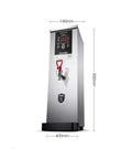 Heavy Hitting Commercial Step Water Heater With Triple Layer Insulation Offers Rock Solid Heat Lock And Instant Continuous Flow Hot Water, silver metal design with digital display.