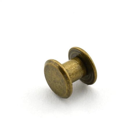 Boss Grade 120 Pcs Chicago Screws Cross Head Drive For Bookbinding And Leather Working Dead Serious Zinc Plated Steel Rivets In Bronze 5Mm X 6Mm Straight Shot DIY hardware, showing a bronze Chicago screw.