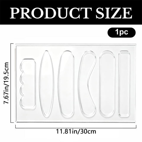 Clear Acrylic Routing Jig for handle templates, sized 7.68 x 11.81 inches, part of 6 In 1 Charcuterie Board Handle Template.