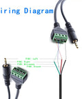 Diagram showing wiring for No Hassle 3.5Mm TRRS Speaker Adapter Connects Headphones To Solderless Terminal.