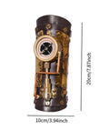 Dope Steampunk Arm Sleeve Crafted From Sturdy PU Leather With Antique Brass Gears And Built In Compass Gothic Wrist Guard. Size 20cm x 10cm.
