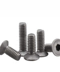 10 Pack TA1 Grade 1 Titanium Countersunk Head Machine Screws M6 X 25mm Heavy Duty Fasteners arranged on a white background.