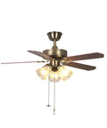 Old School Retro 42 Inch Indoor Ceiling Fan With Pull Chain And Three LED Light Bulb Sockets Bulbs Not Included Traditional 3 Speed