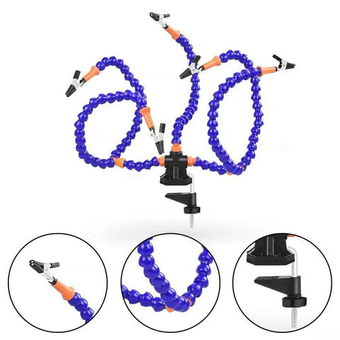 Adjustable Soldering Helping Hands Tool With 360 Degree Rotating Clips Bendable Metal Arms and Heat Resistant Clips