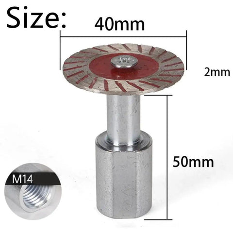 Badass Heavy Duty Precision Setup With Ultra Thin Diamond Saw Blades And Swappable M14 Threaded Shaft handling angle grinder detail work.