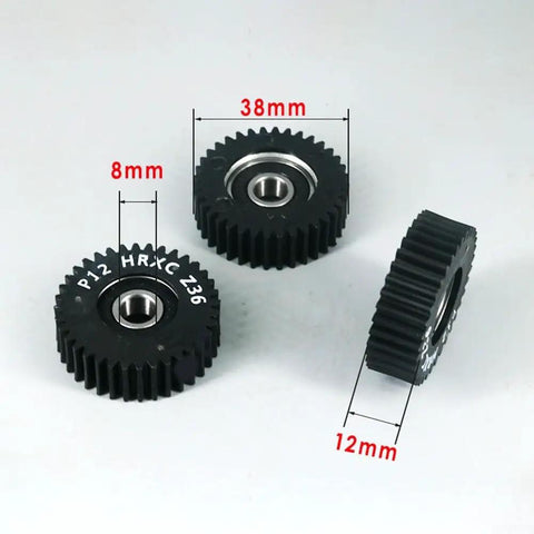 Three 36T Nylon Planetary Gears With Bearing For Hub Motor Electric Bike Replacement Parts Kit, black gear set on white background