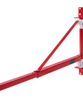 Red steel wall mount jib crane with 1320 lbs load capacity for electric hoist and swing arm scaffold lift 180 degree swivel.