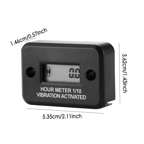 Wireless Hour Meter For Lawn Mowers And Diesel Electric Engines Waterproof Digital Run Time Gauge Rugged Outdoor No Fuss Maintenance DJ103 Easy Install On Site, black plastic 5.35x3.62cm vibration activated
