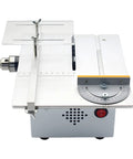 Heavy Duty Mini Sliding Table Saw Engineered For Rugged DIY Builds And Serious Woodworking features clear acrylic fence and steel base.