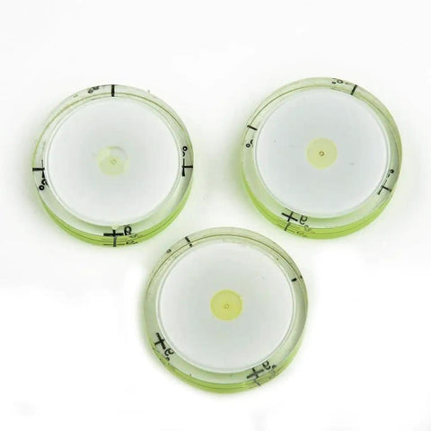 Three 32mm Circular spirit Level Bubble gauges displaying 0-6 degree scale for precise furniture placement.