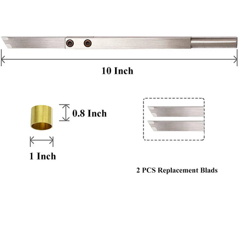 Beefy Ten Inch Parting Woodturning Lathe Tool Carbide Tipped Grooving Blade With Two Carbide Inserts and Copper Hoop