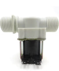 Front view of DC 12V Solenoid Valve NC Normally Closed for Water Inlet with G1/2 Inch Male Thread, white body, black bottom.