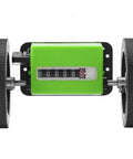 Super Smooth Digital Rolling Meter Counter With Kickass Six Digit Display For Precise Textile And Faux Leather Length Measurement Zero Hassle Tracking And Nail It Exactness On Every Yard, green meter counter with dual wheels.