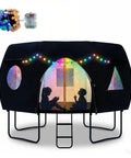 12 Ft Round Trampoline Tent Cover For 12 Ft Frames, Fits 8 Curved Poles With LED Lights, Oxford Cloth Sunshade