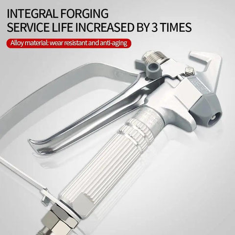 Heavy Duty Airless Paint Spray Gun Packing 3600 Psi With A Wide 517 Tip features a durable alloy body with a safety trigger.