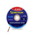 Desoldering Wick Braid With Flux For No Clean Soldering, 5 Ft Length, 4 mm Width, copper solder wick roll, close-up in packaging