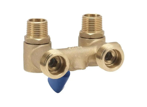 Washing Machine Shut Off Ball Valve With Beefed Up Brass Construction For Heavy Use, 1/2 Inch IPS Inlet to 3/4 Inch Hose Thread Outlet