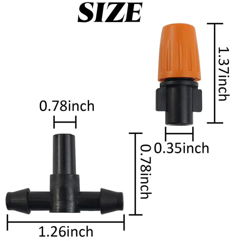 Product dimensions for 80 Piece Micro Spray Drippers Set With Adjustable Flow One Quarter Inch Garden Sprinkler Drip Heads Includes 40 Adjustable Drippers And 40 Capillary Tee Fittings For Misting Irrigation Kit