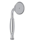 Anti-Cal Hand Shower With Classic Spray, 1/2 In Male Connection, 1.8 GPM Flow, Polished Chrome Finish, side view showcasing serviceable faceplate.