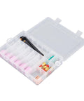 Ultimate 40 Piece TIG Welding Consumables Kit For Wp9 25 includes assorted ceramic nozzles and clips in a clear storage case.