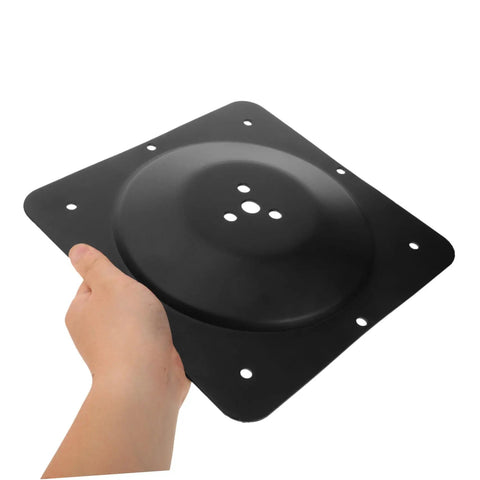 Premium Heavy Duty Adjustable Table Leg Hardware Kit With Beefy Cast Iron Flat Mount Plates shown in hand, featuring solid steel plate for furniture repair.