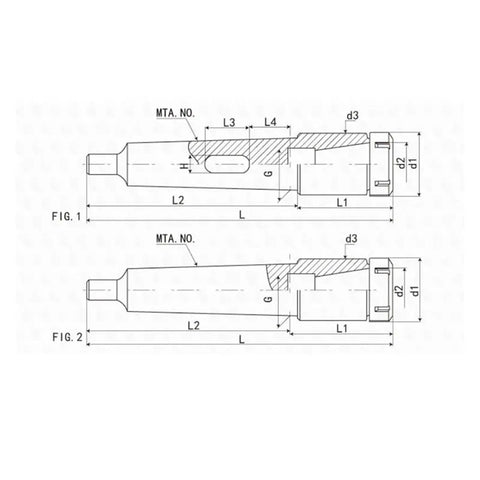 Heavy Duty Shop Rig Ready Cnc Collet Er50 80 Series Flat Tail Tool Holder technical drawing with measurements for precision machining.