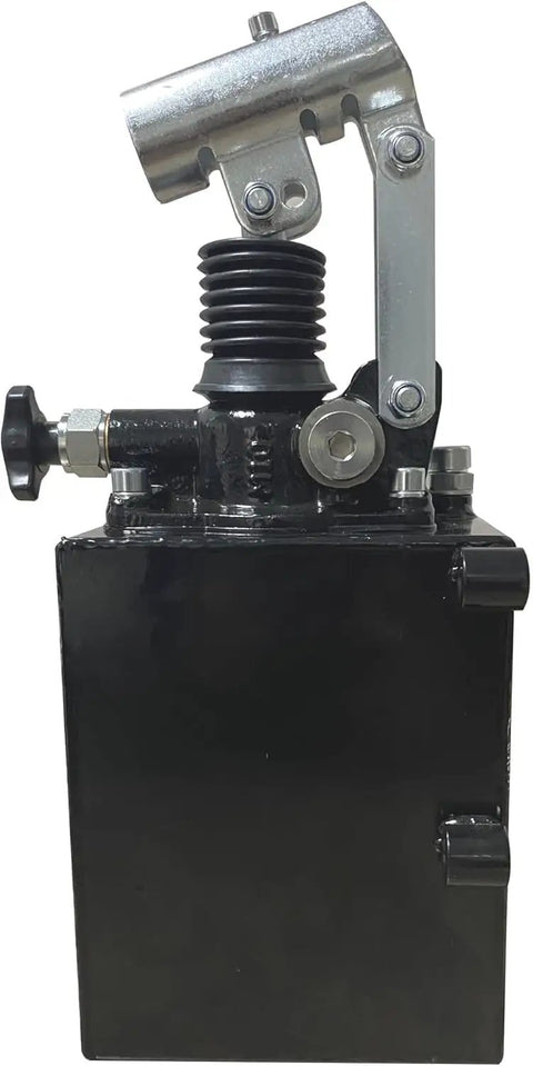 Portable 45cc Single Acting Hydraulic Hand Pump With 2 Quart Tank 4350 PSI Output Handy Manual Power for system testing side view