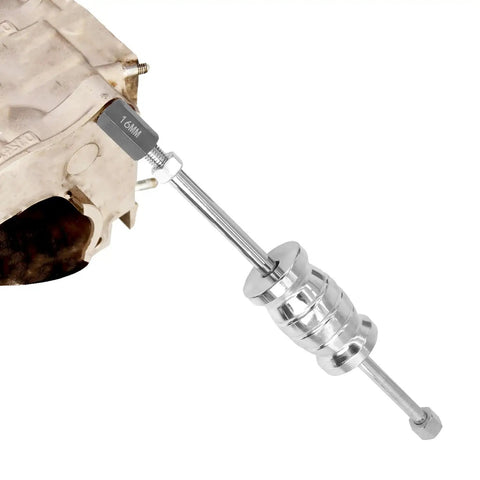 Close-up of 20 Pack Universal Pin Puller Extractor Tool Kit For Internal And External Thread Pins installed on machinery part.
